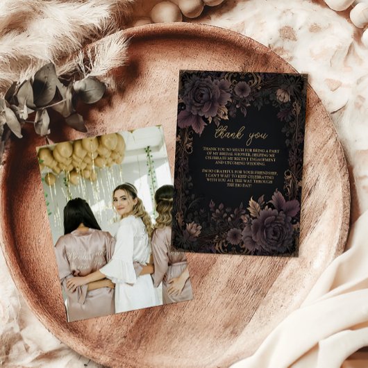 フォトビクトリアンゴ王室のシックブライダル サンキューカード