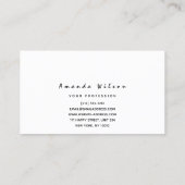 フォトビジネスカードモダンの単純な白 名刺 (裏面)