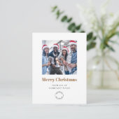 フォトビジネスロゴ金ゴールドメリークリスマス シーズンポストカード (スタンド正面)