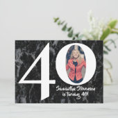 フォトビッグ40黒大理石バースデーパーティー 招待状 (スタンド正面)