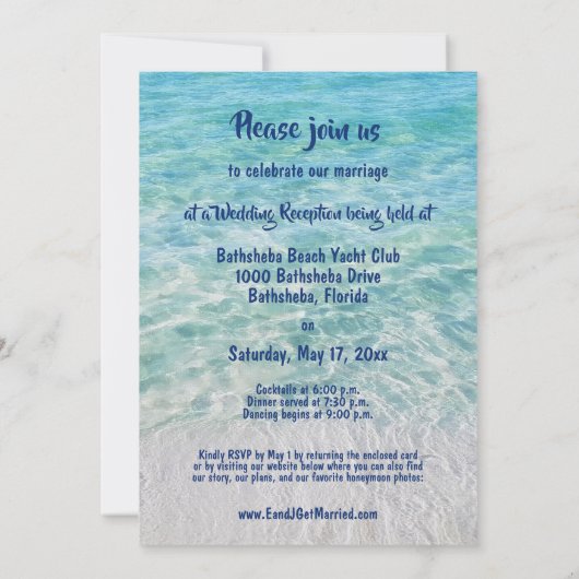 フォトビーチたった今結婚しました発表披露宴 招待状 (裏面)