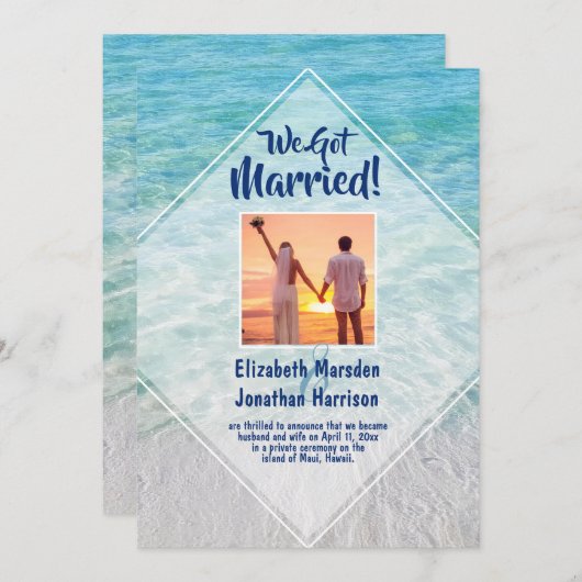 フォトビーチたった今結婚しました発表披露宴 招待状 (正面/裏面)