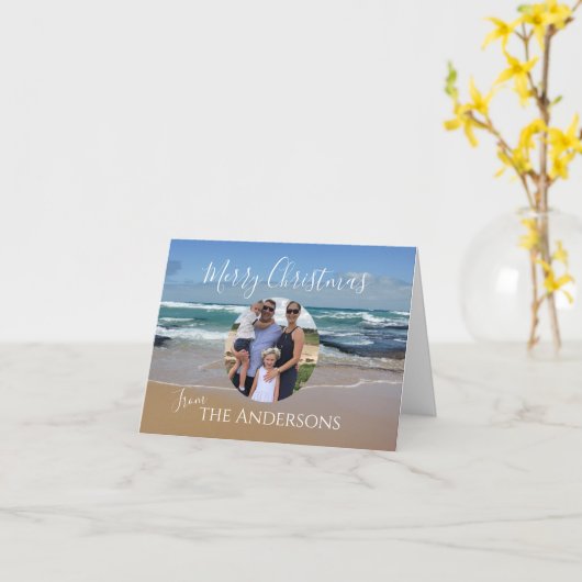 フォトビーチクリスマス折り畳みグリーティングカード カード (黄色い花)