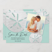 フォトビーチシーガラスホワイトサンドドル セーブザデート (正面/裏面)