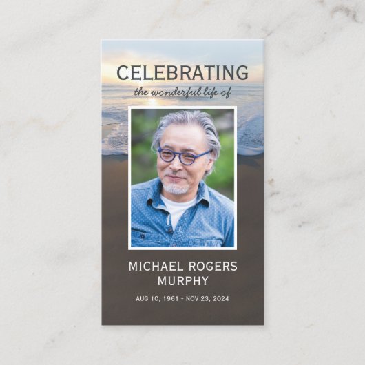 フォトビーチ葬儀記念祈りの言葉カード 名刺 (正面)