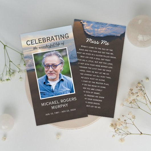 フォトビーチ葬儀記念祈りの言葉カード 名刺