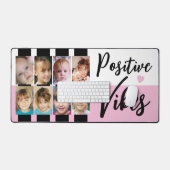 フォトビ前向きーブストライプブラックピンク デスクマット (キーボード&マウス)