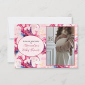 フォトピお洒落ックドラゴン赤ちゃんシャワー サンキューカード (正面)