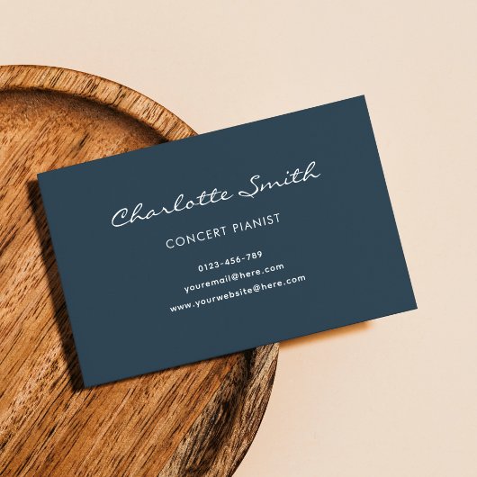 フォトピアニストネイビーブルーシンプル 名刺