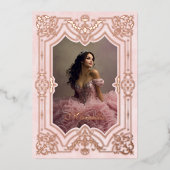 フォトピエレガントッククラウンティアラ王室のキンセアニェラ 箔招待状 (正面)