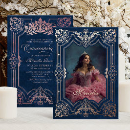 フォトピエレガントッククラウンティアラ王室のキンセアニェラ 箔招待状