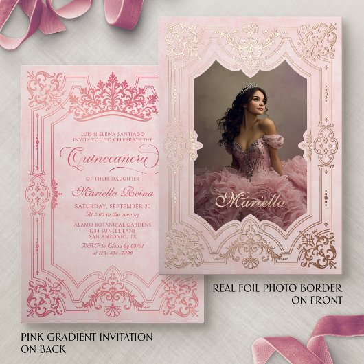 フォトピエレガントッククラウンティアラ王室のキンセアニェラ 箔招待状