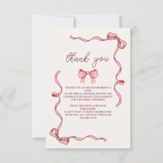 フォトピエレガントックボウブライダルシャワー サンキューカード (正面)