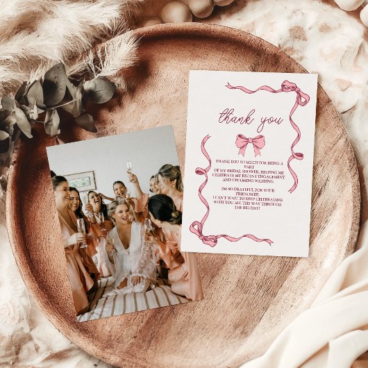 フォトピエレガントックボウブライダルシャワー サンキューカード