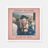 フォトピエレガントックローズローズ金ゴールド卒業モダン スタンダードカクテルナプキン (正面)