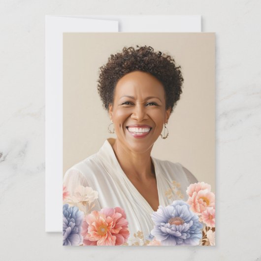 フォトピエレガントンクフローラ40歳の誕生日 招待状 (裏面)