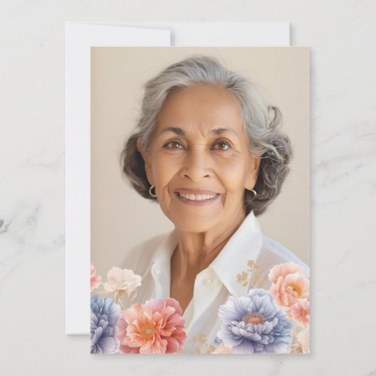 フォトピエレガントンクフローラ70誕生日 招待状 (裏面)