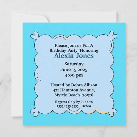 フォトピエロ誕生日パーティーへの招待 招待状 (裏面)