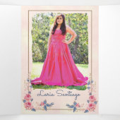 フォトピスペインのックブルーバラキンセアニェラ 三つ折り招待状 (内部中)