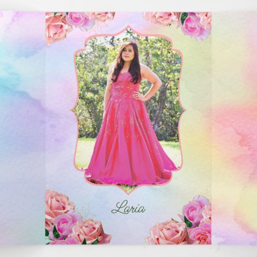 フォトピスペインのックローズレインボーキンセアニェラ 三つ折り招待状 (内部中)