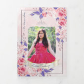 フォトピスペインのンクとパープルバラキンセアニェラ  三つ折り招待状 (カバー)