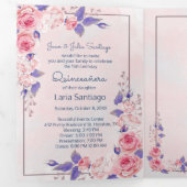 フォトピスペインのンクとパープルバラキンセアニェラ  三つ折り招待状 (内部最初)