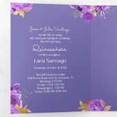 フォトピスペインのンクと紫のバラキンセアニェラ 三つ折り招待状 (内部最初)