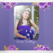 フォトピスペインのンクと紫のバラキンセアニェラ 三つ折り招待状 (内部中)