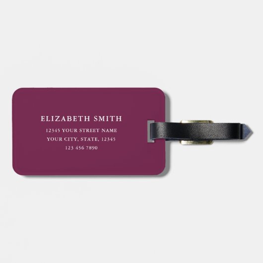 フォトピパーソナライズされたックプラムシンプルモダン ラゲッジタグ (裏面横)