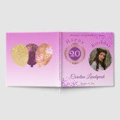 フォトピパーソナライズされたンクグリッター、20誕生日 ゲストブック (全面)