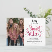 フォトピモダンンクグリッタースウィート16誕生日 招待状 (スタンド正面)