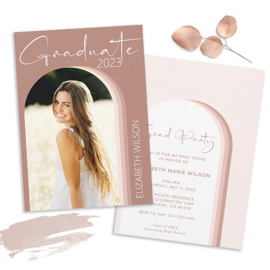 フォトピモダンンク卒業式パーティー 招待状