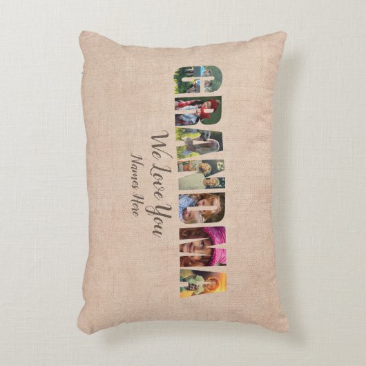 フォトピローおばあちゃん愛する画像の名前を追加 アクセントクッション (正面(垂直))