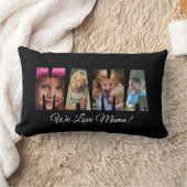 フォトピローMAMA追加写真名文字オン黒 ランバークッション (ブランケット)