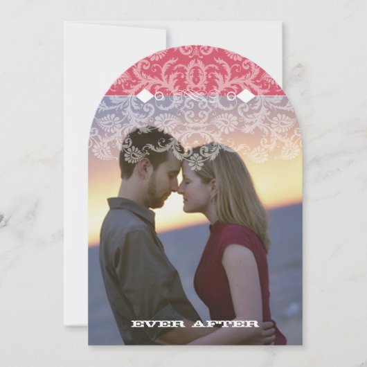 フォトピンクとアイボリーのヴィンテージレース結婚ズ 招待状 (正面)