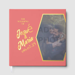 フォトピンクのフォイル結婚ゲストブックの追加 ゲストブック
