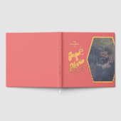 フォトピンクのフォイル結婚ゲストブックの追加 ゲストブック (全面)