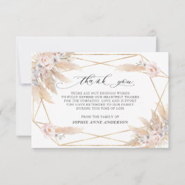 フォトピンクのフローラパンパスグラス愛の記憶 サンキューカード