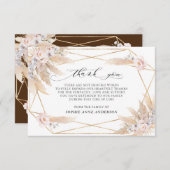 フォトピンクのフローラパンパスグラス愛の記憶 サンキューカード (正面/裏面)