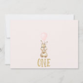 フォトピンクのローズバニーが1歳の誕生日を飾る 招待状 (裏面)