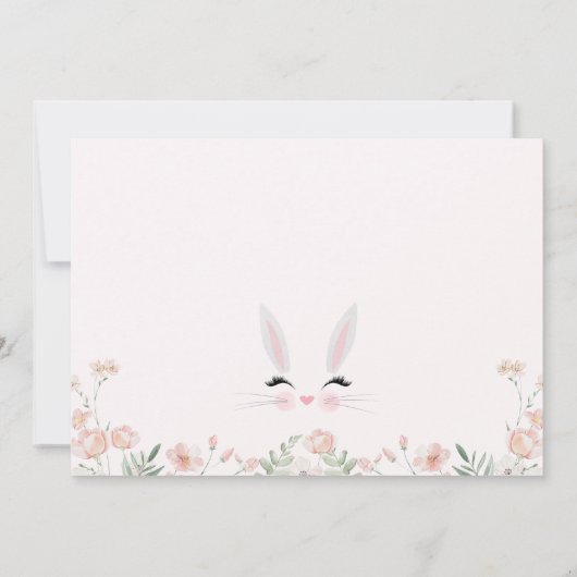 フォトピンクのワイルドフラワーバニーの誕生日 招待状 (裏面)