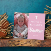 フォトピンクの女の子バプテスマ歓迎サイン フォトプラーク (側面)