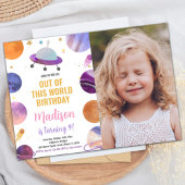 フォトピンクの宇宙誕生日招待状 招待状