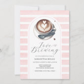 フォトピンクの愛が醸造ブライダルシャワー 招待状 (正面)