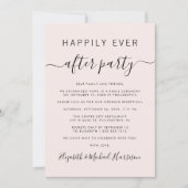 フォトピンクの結婚式のレセプションの後に幸せに 招待状 (正面)