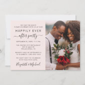 フォトピンクの結婚式のレセプションの後に幸せに 招待状 (正面)