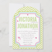 フォトピンクアクアライムジグザグタイポグラフィ結婚ズ 招待状 (正面)