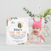 フォトピンクイエロービーFirst Bee-Day 1 Birthday 招待状 (スタンド正面)