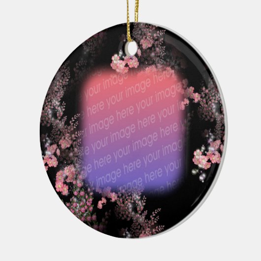 フォトピンクエレガントフローラデザインオーナメント セラミックオーナメント (左)