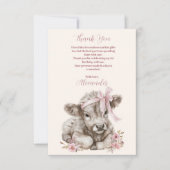 フォトピンクガールフローラハイランド牛1歳の誕生日 サンキューカード (正面)